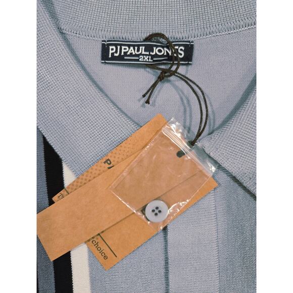 NWT PJ Paul Jones Vintage Striped Men's LS Cardigan BD Sweater 2XL Gray - Picture 4 of 5